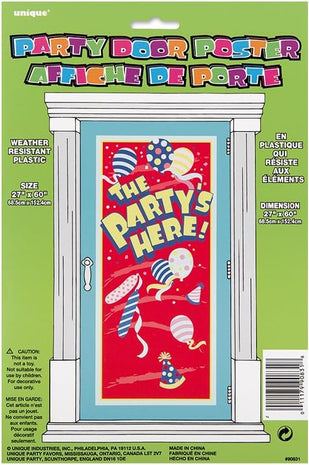 The Party's Here Door Poster, 60" x 27" - SKU:90831 - UPC:011179908318 - Party Expo