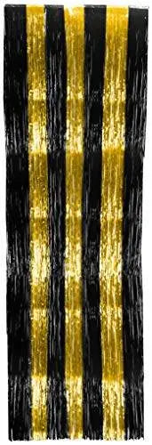 Tinsel Curtain Gold/Black - Party Expo