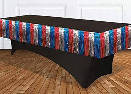 Tinsel Fringe Garland - Red, Silver, & Blue - SKU:76436 - UPC:721773764363 - Party Expo