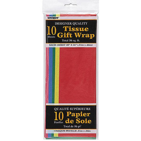 Tissue Paper - Assorted Colors (10 count) - SKU:6298 - UPC:011179062980 - Party Expo