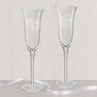 Toasting Glasses Bride Groom - SKU:100013 - UPC:013051539788 - Party Expo