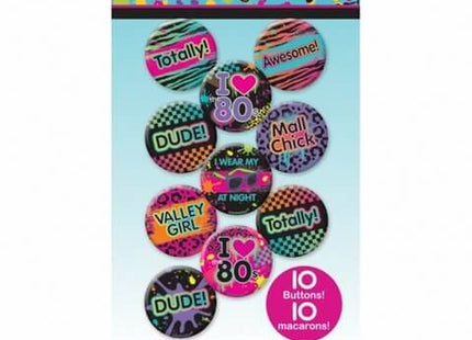 Totally 80's Buttons - SKU:391643 - UPC:013051433963 - Party Expo