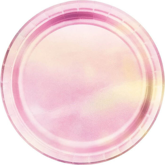 Touch of Color - 7" Premium Strength Dessert Plates - Pink Iridescent (8ct) - SKU:336691 - UPC:039938567750 - Party Expo