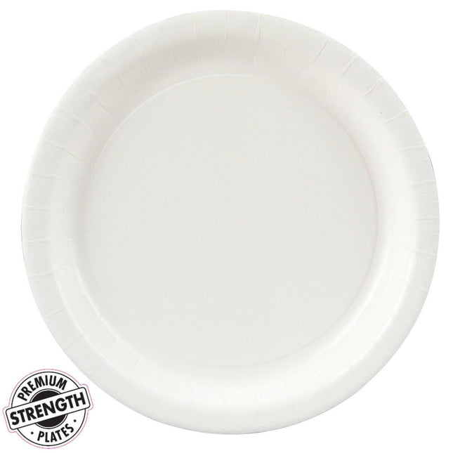 Touch of Color - 9" Premium Strength Dinner Plates - White - SKU:47000B - UPC:039938171223 - Party Expo