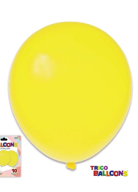 Trico - 12" Yellow Latex Balloons (10ct) - SKU:BP2080 Yellow - UPC:810057951534 - Party Expo