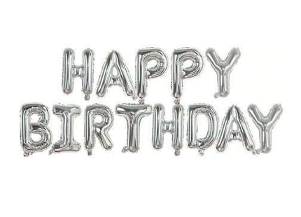 Trico - 14" Happy Birthday Mylar Balloon Banner - Silver - SKU:BP2075S - UPC:810057951022 - Party Expo