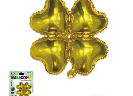 Trico - 18" 4-Leaf Clover Mylar Balloon - Gold (1ct) - SKU:BM0501Gold - UPC:810057958038 - Party Expo