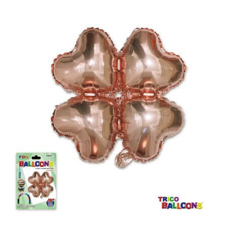 Trico - 18" 4-Leaf Clover Mylar Balloon - Rose Gold (1ct) - SKU:BM0501Rosegold - UPC:810057958120 - Party Expo