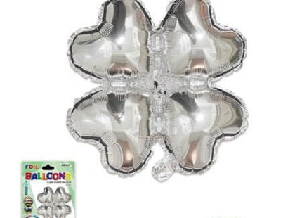 Trico - 18" 4-Leaf Clover Mylar Balloon - Silver (1ct) - SKU:BM0501Silver - UPC:810057958083 - Party Expo