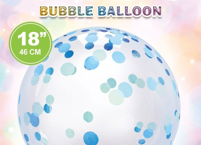 Trico - 18" Clear Bubble Balloon with Blue Dots - SKU:BP2603 - UPC:810057959097 - Party Expo