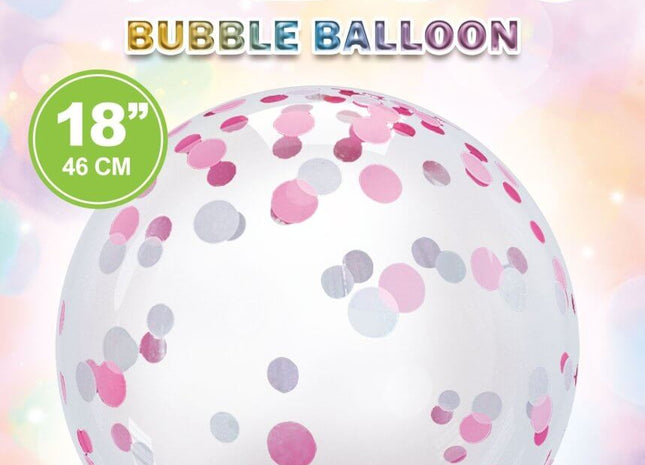 Trico - 18" Clear Bubble Balloon with Pink Dots - SKU:BP2602 - UPC:810057959080 - Party Expo