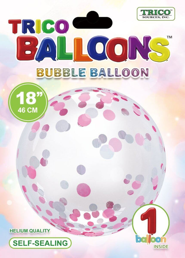 Trico - 18" Clear Bubble Balloon with Pink Dots - SKU:BP2602 - UPC:810057959080 - Party Expo