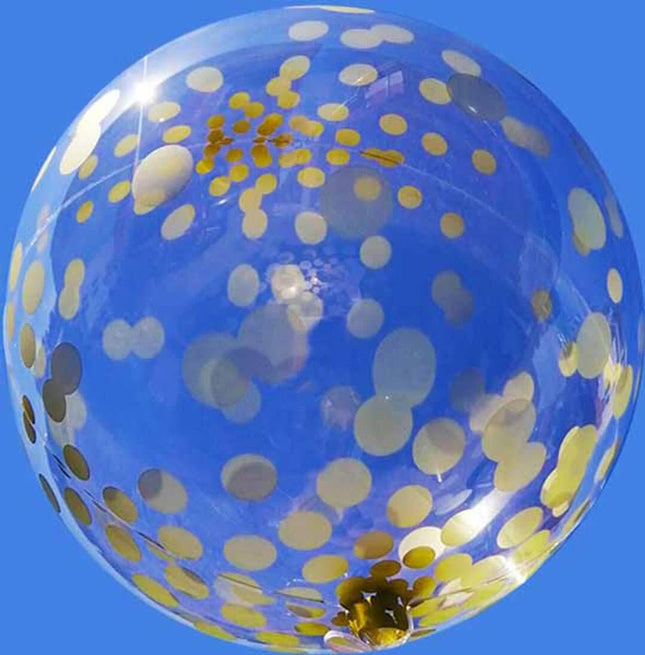 Trico - 18" Clear Bubble Balloons with Gold Dots - SKU:BP2604 - UPC:810057959103 - Party Expo