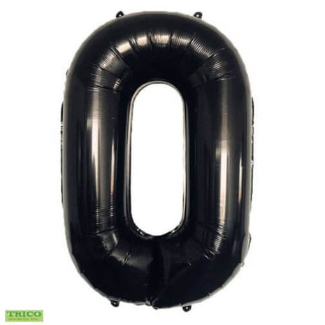 Trico - 34" Number '0' Mylar Balloon - Black - SKU:BP2309-0 - UPC:00810057950704 - Party Expo