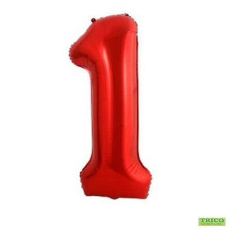 Trico - 34" Number '1' Mylar Balloon - Red - SKU:BP2308-1 - UPC:00810057950629 - Party Expo