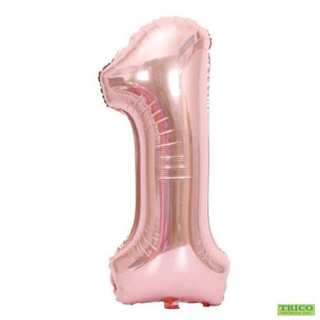 Trico - 34" Number '1' Mylar Balloon - Rose Gold - SKU:BP2307-1 - UPC:00810057950414 - Party Expo
