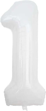 Trico - 34" Number '1' Mylar Balloon - White - SKU:BP2306-1 - UPC:840300802672 - Party Expo