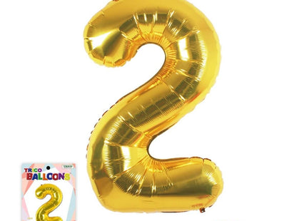 Trico - 34" Number '2' Mylar Balloon - Gold - SKU:BP2301-2 - UPC:00810057950025 - Party Expo