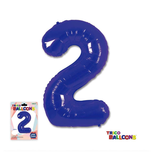 Trico - 34" Number '2' Mylar Balloon - Purple - SKU:BP2305-2 - UPC:840300800470 - Party Expo