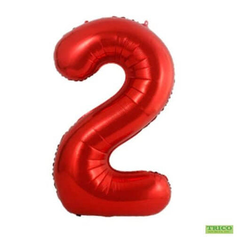 Trico - 34" Number '2' Mylar Balloon - Red - SKU:BP2308-2 - UPC:00810057950612 - Party Expo