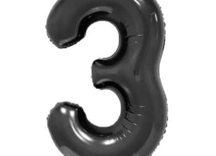 Trico - 34" Number '3' Mylar Balloon - Black - SKU:BP2309-3 - UPC:00810057950735 - Party Expo