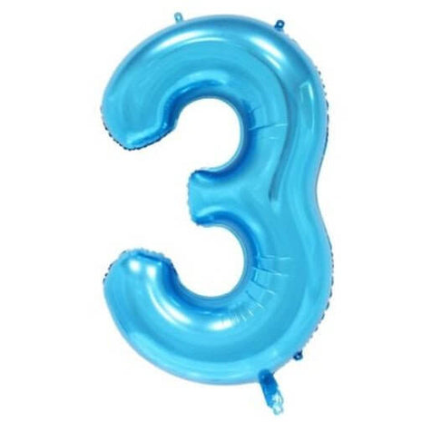 Trico - 34" Number '3' Mylar Balloon - Blue - SKU:BP2303-3 - UPC:810057955099 - Party Expo