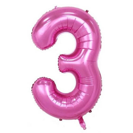 Trico - 34" Number '3' Mylar Balloon - Pink - SKU:BP2304-3 - UPC:810057950339 - Party Expo