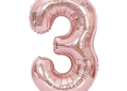 Trico - 34" Number '3' Mylar Balloon - Rose Gold - SKU:BP2307-3 - UPC:00810057950438 - Party Expo