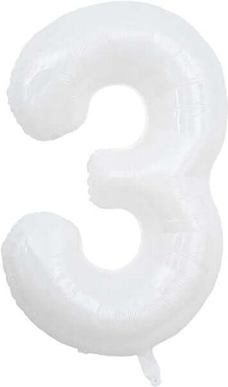Trico - 34" Number '3' Mylar Balloon - White - SKU:BP2306-3 - UPC:840300802696 - Party Expo