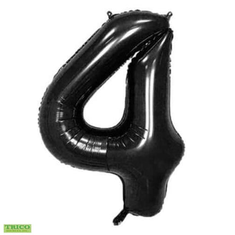 Trico - 34" Number '4' Mylar Balloon - Black - SKU:BP2309-4 - UPC:00810057950742 - Party Expo