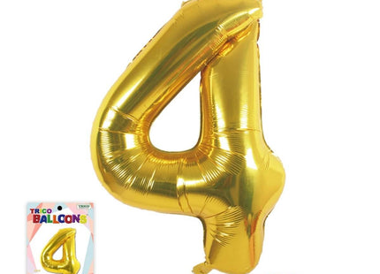 Trico - 34" Number '4' Mylar Balloon - Gold - SKU:BP2301-4 - UPC:00810057950049 - Party Expo