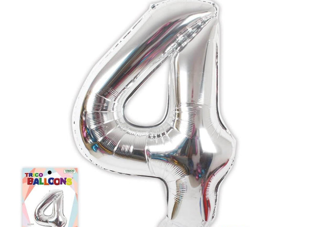 Trico 34" #2 Jumbo Number Balloon - Silver - SKU:BP2302-4 - UPC:00810057950131 - Party Expo