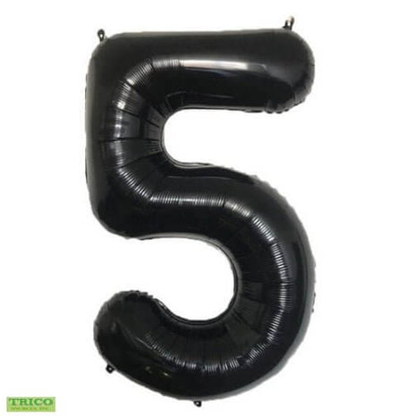 Trico - 34" Number '5' Mylar Balloon - Black - SKU:BP2309-5 - UPC:00810057950759 - Party Expo