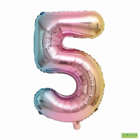 Trico - 34" Number '5' Mylar Balloon - Rainbow - SKU:BP2310-5 - UPC:00810057950551 - Party Expo