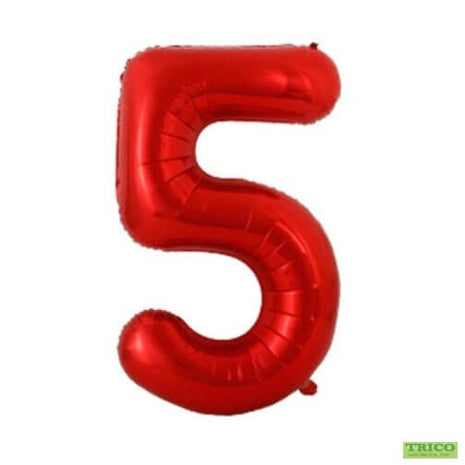 Trico - 34" Number '5' Mylar Balloon - Red - SKU:BP2308-5 - UPC:00810057950650 - Party Expo