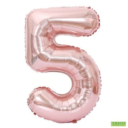 Trico - 34" Number '5' Mylar Balloon - Rose Gold - SKU:BP2307-5 - UPC:00810057950469 - Party Expo
