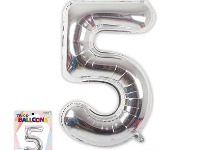 Trico - 34" Number '5' Mylar Balloon - Silver - SKU:BP2302-5 - UPC:00810057950155 - Party Expo