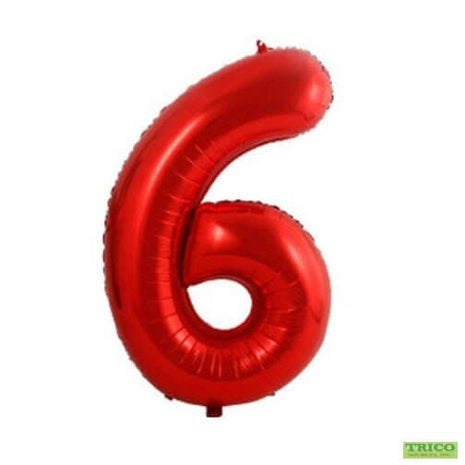 Trico - 34" Number '6' Mylar Balloon - Red - SKU:BP2308-6 - UPC:00810057950667 - Party Expo