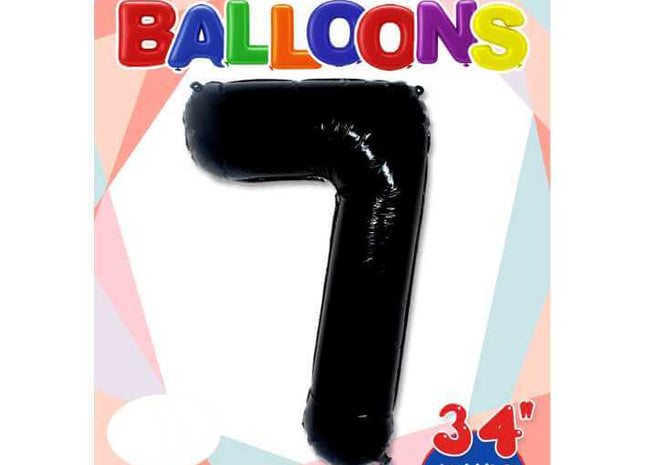 Trico - 34" Number '7' Mylar Balloon - Black - SKU:BP2309-7 - UPC:00810057950773 - Party Expo
