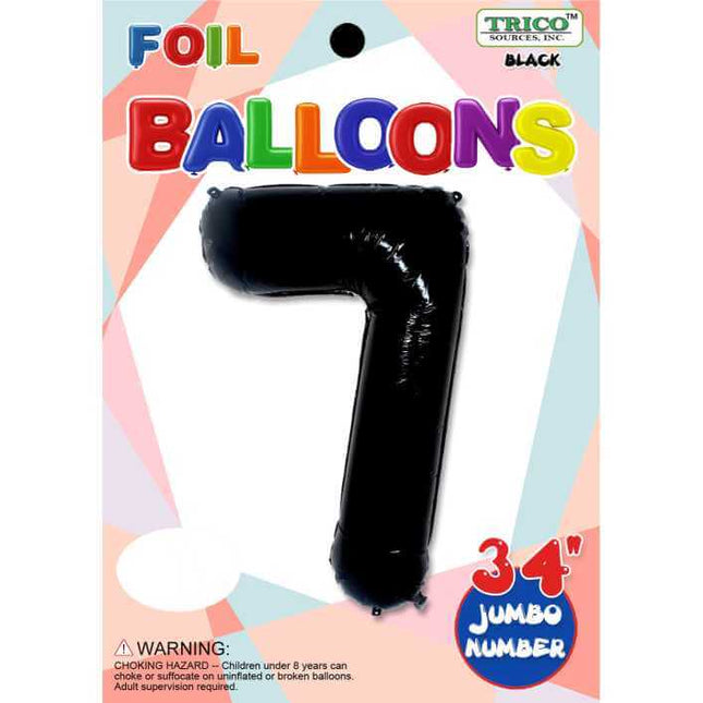 Trico - 34" Number '7' Mylar Balloon - Black - SKU:BP2309-7 - UPC:00810057950773 - Party Expo