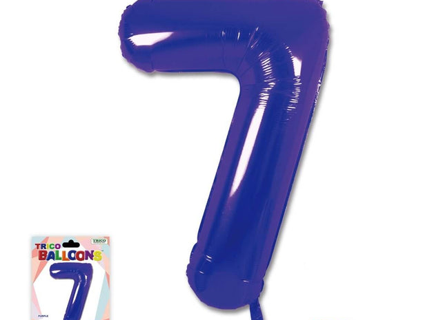 Trico - 34" Number '7' Mylar Balloon - Purple - SKU:BP2305-7 - UPC:840300800524 - Party Expo
