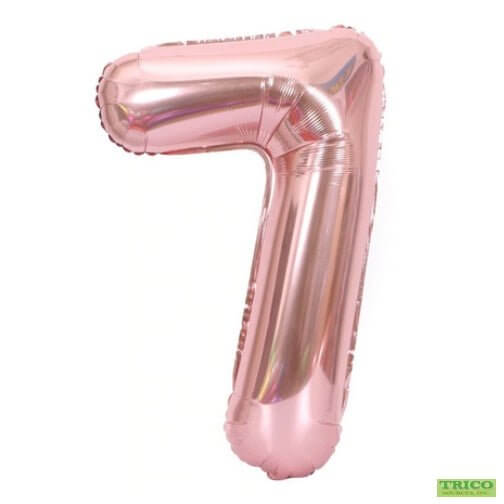 Trico - 34" Number '7' Mylar Balloon - Rose Gold - SKU:BP-2307-7 - UPC:00810057950476 - Party Expo