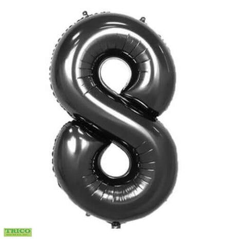 Trico - 34" Number '8' Mylar Balloon - Black - SKU:BP2309-8 - UPC:00810057950780 - Party Expo