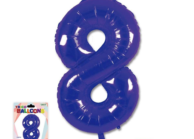 Trico - 34" Number '8' Mylar Balloon - Purple - SKU:BP2305-8 - UPC:840300800531 - Party Expo
