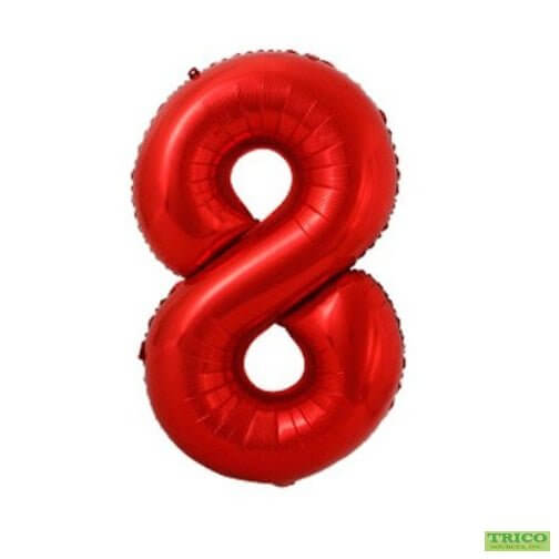 Trico - 34" Number '8' Mylar Balloon - Red - SKU:BP2308-8 - UPC:810057950681 - Party Expo
