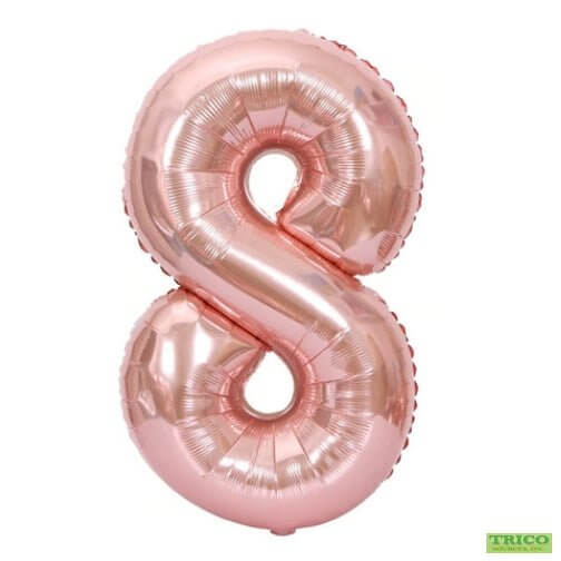 Trico - 34" Number '8' Mylar Balloon - Rose Gold - SKU:BP2307-8 - UPC:00810057950483 - Party Expo