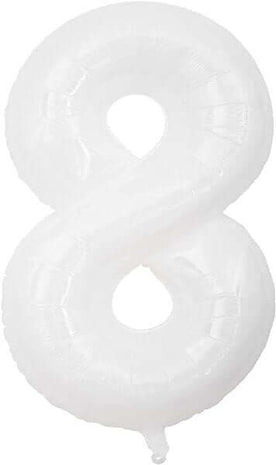 Trico - 34" Number '8' Mylar Balloon - White - SKU:BP2306-8 - UPC:840300802740 - Party Expo