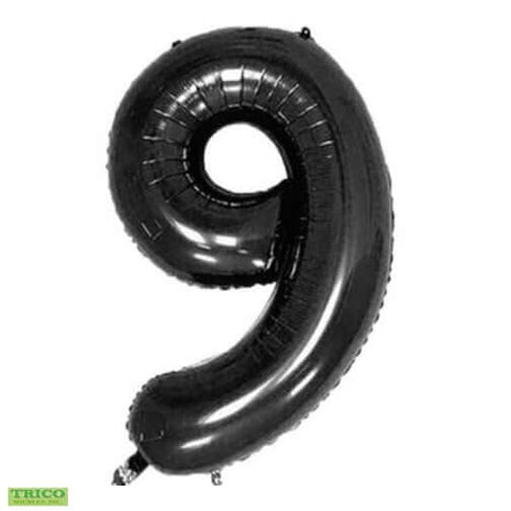 Trico - 34" Number '9' Mylar Balloon - Black - SKU:2309-9 - UPC:00810057950797 - Party Expo