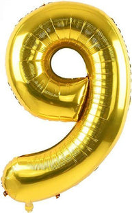 Trico - 34" Number '9' Mylar Balloon - Gold - SKU: - UPC:810057955082 - Party Expo