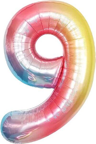 Trico - 34" Number '9' Mylar Balloon - Multicolor - SKU:BP2310-9 - UPC:00810057950599 - Party Expo